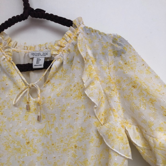 Ruffled Long-Sleeve Blouse sz S - Picture 2 of 5